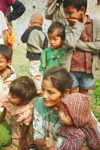 Nepal woman and kids